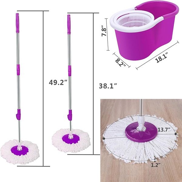 360° Microfiber Spin Mop with Bucket and Dual Mop Heads Telescoping Handle - Oshi.pk - Buy & Sell Online
