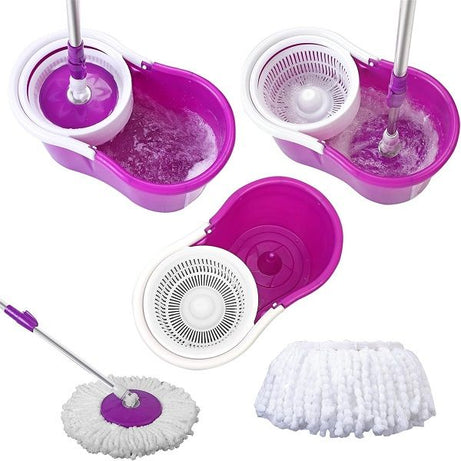 360° Microfiber Spin Mop with Bucket and Dual Mop Heads Telescoping Handle - Oshi.pk - Buy & Sell Online