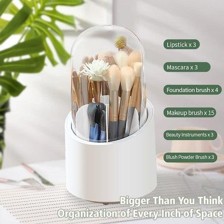 360° Rotating Makeup Brush Holders Transparent With Lid Vanity - Oshi.pk - Buy & Sell Online