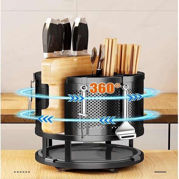 360° Rotating Storage Rack Kitchen Cutlery Organizer - Oshi.pk - Buy & Sell Online