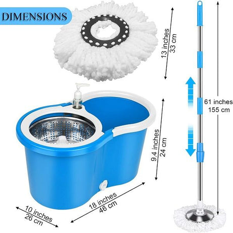 360°Spin Mop 2 Extra Microfiber Mop Replacement Heads Steel Bucket - Oshi.pk - Buy & Sell Online