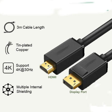 DisplayPort to HDMI Cable 1.8M - Black - Oshi.pk - Buy & Sell Online