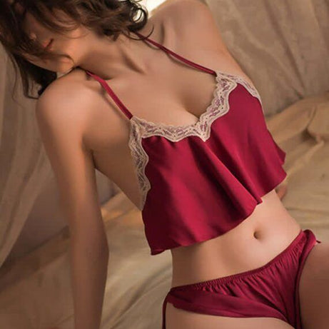 Lace Up V-Neck Sexy Lingerie Set - Oshi.pk - Buy & Sell Online