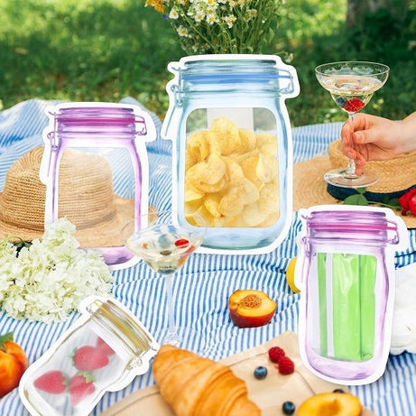3pcs Clear Plastic Waterproof Double Bag Reusable Mason Jar Bottle Bag - Oshi.pk - Buy & Sell Online