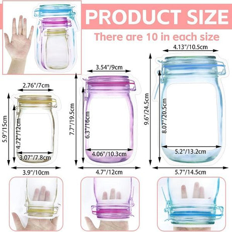 3pcs Clear Plastic Waterproof Double Bag Reusable Mason Jar Bottle Bag - Oshi.pk - Buy & Sell Online