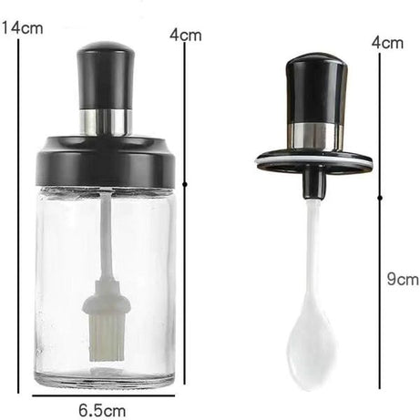3pcs Spice Seasoning Jars with Spoon,Hony & Brush Glass Bottle - Oshi.pk - Buy & Sell Online