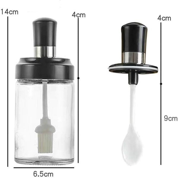3pcs Spice Seasoning Jars with Spoon,Hony & Brush Glass Bottle - Oshi.pk - Buy & Sell Online