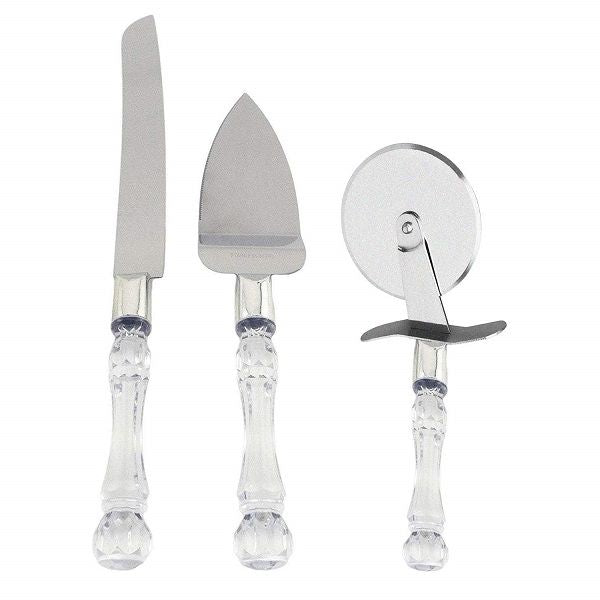 3pcs Stainless Steel Cake Knife Server Set and Pizza Cutter - Oshi.pk - Buy & Sell Online