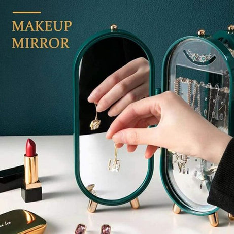 4 Doors Foldable Jewelry Organizer With Mirror - Oshi.pk - Buy & Sell Online