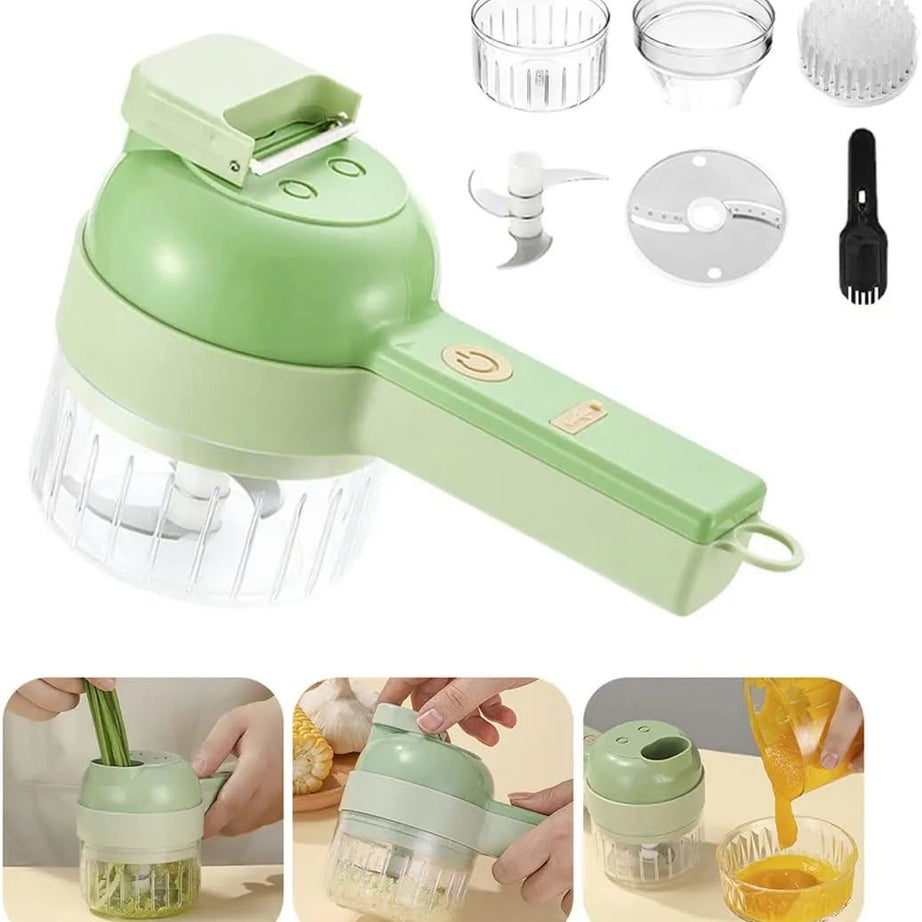 4 in 1 Handheld Electric Vegetable Cutter Set Multifunctional Hand Held Food Processor Portable Wireless Vegetable Chopper Slice - Oshi.pk - Buy & Sell Online