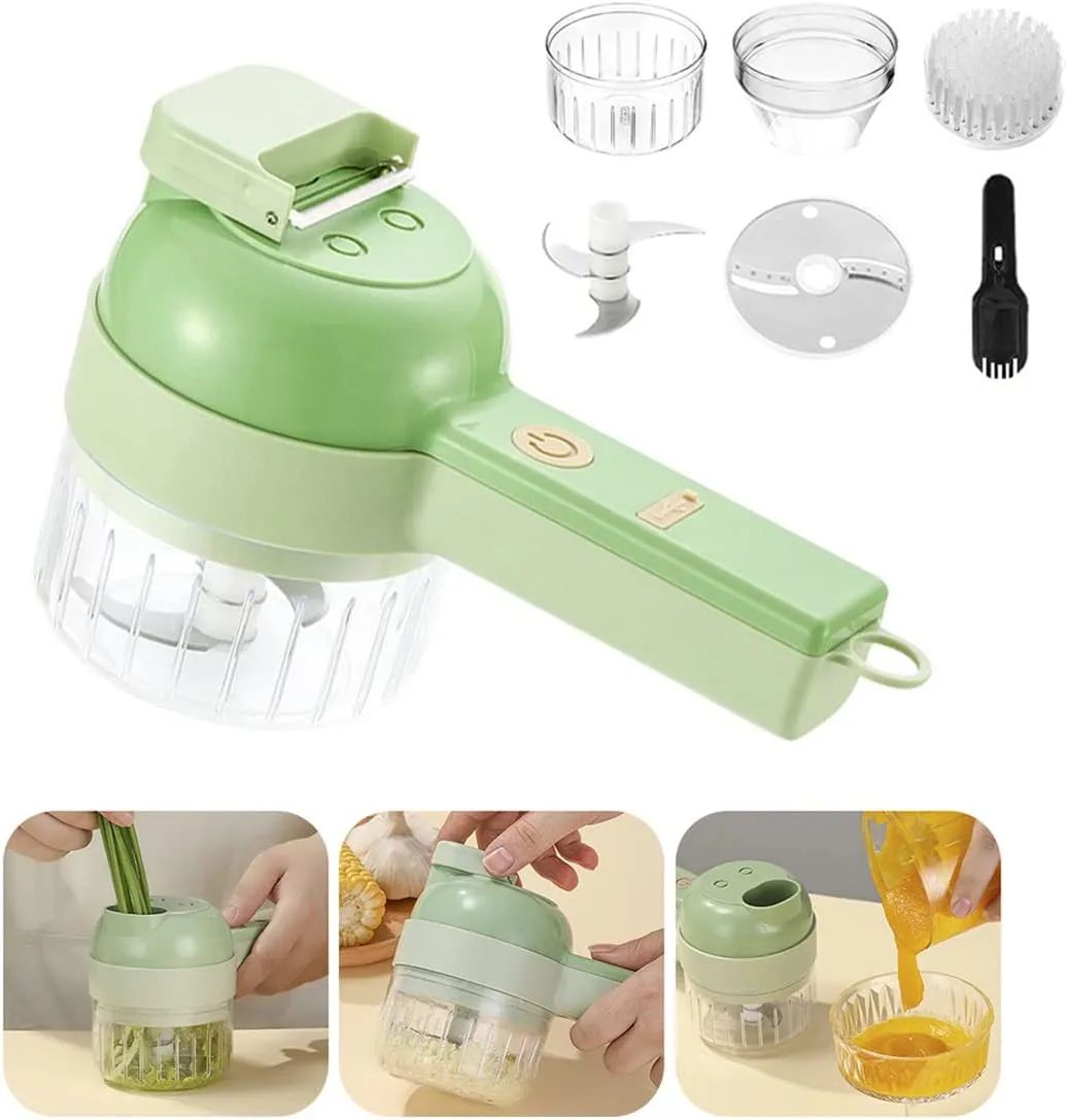 4 in 1 Handheld Electric Vegetable Cutter Set Multifunctional Hand Held Food Processor Portable Wireless Vegetable Chopper Slice - Oshi.pk - Buy & Sell Online