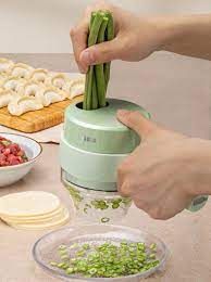 4 in 1 Handheld Electric Vegetable Cutter Set, Portable Multifunctional Vegetable Slicer, Electric Garlic Masher for Ginger, Chili, Fruit, Meat, etc.