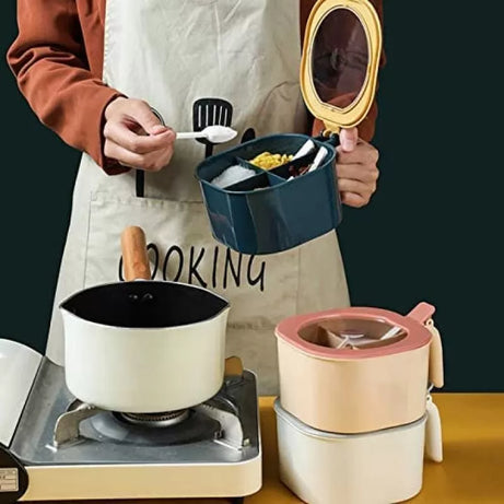 4 In 1 Partition Kitchen Seasoning Spice Box Masala Box Set with Spoons | Spice Jar Container - Oshi.pk - Buy & Sell Online