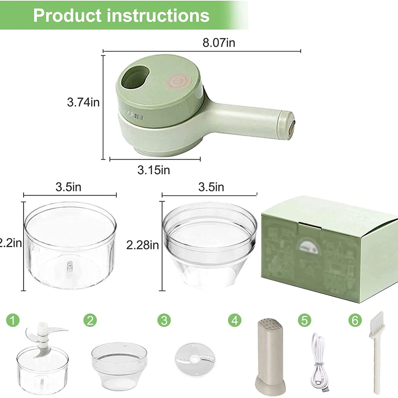 4 In 1 Portable Electric Vegetable Cutter Set Mini Wireless Food Processor Garlic Chili Onion Celery Ginger Meat Garlic Chopper - Oshi.pk - Buy & Sell Online