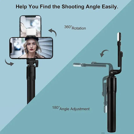 4 in 1 Wireless Selfie With Fill Light Stick Tripod Bluetooth Shutter selfie Light foldable Selfie stick for all Phone Extendable With charging Cable - Oshi.pk - Buy & Sell Online