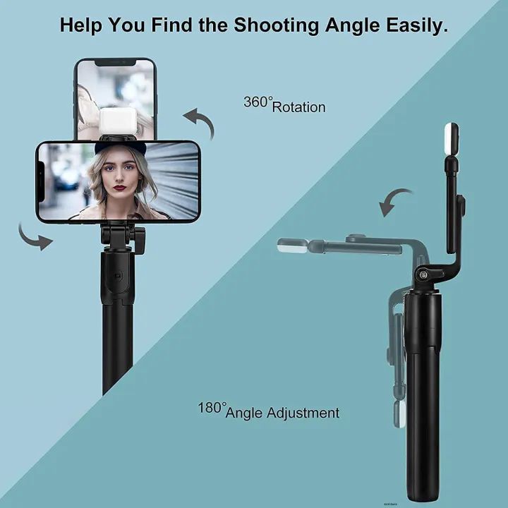 4 in 1 Wireless Selfie With Fill Light Stick Tripod Bluetooth Shutter selfie Light foldable Selfie stick for all Phone Extendable With charging Cable - Oshi.pk - Buy & Sell Online