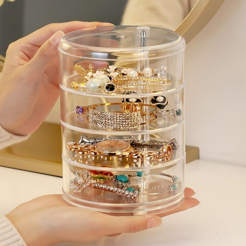 4 Layer Transparent Rotating Jewelry Box - Oshi.pk - Buy & Sell Online