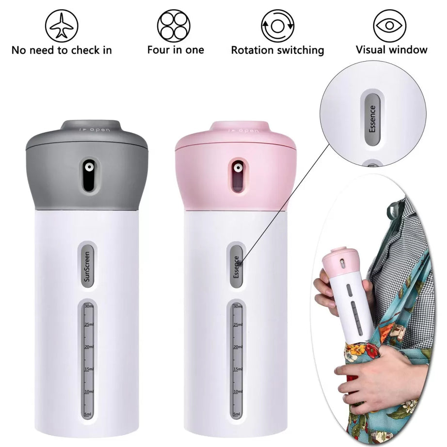 4 Lotion Bottles In 1 Refillable Travel Dispenser Bottle Liquid Lotion Cream Sun Block Sanitizer Shampoo Toiletries Container Travel Bottle - Oshi.pk - Buy & Sell Online