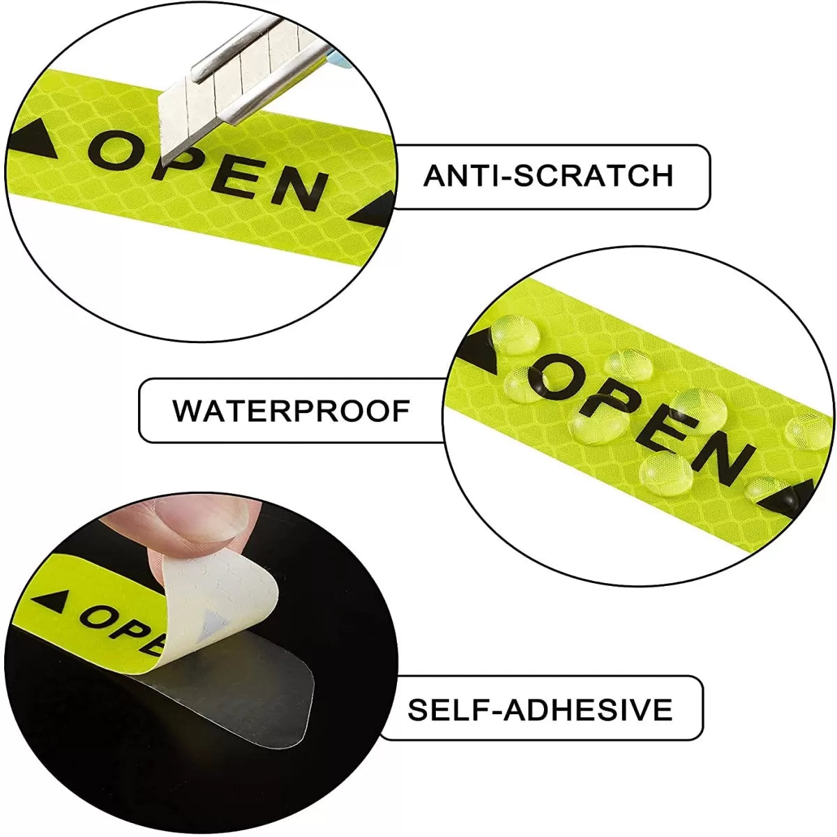 4 PCS Car Door Open Sticker Reflective Tape Safety Warning Car Open Door Reflective Stickers With Open Sign Door Open Warning Safety Sticker - Oshi.pk - Buy & Sell Online