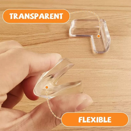 4 PCS L Shape Silicone Table Corner Protector for Kids Safety Glass Table Furniture Corner Protector Baby Kids Child Safety Silicon Transparent - Oshi.pk - Buy & Sell Online