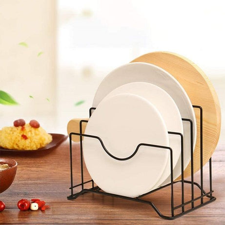 4 Slot Pan Cover Storage Rack Kitchen Cabinet Plate Pot Lid Organizer Stand - Oshi.pk - Buy & Sell Online