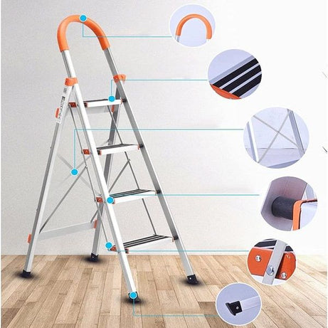 4 Step Aluminium Folding Ladder Stool Stepladders - Oshi.pk - Buy & Sell Online