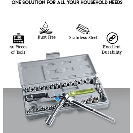 40 In 1 Wrench Tool Kit With Screwdriver And Socket Tool Box Set - Oshi.pk - Buy & Sell Online