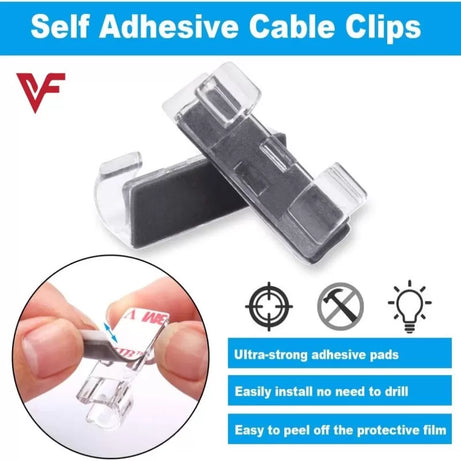 40 Pcs Smart Wire Clips Cable Organizer Desktop Wire Clip Holder Data Telephone Line Cable Self Adhesive Wire Holder Transparent - Oshi.pk - Buy & Sell Online