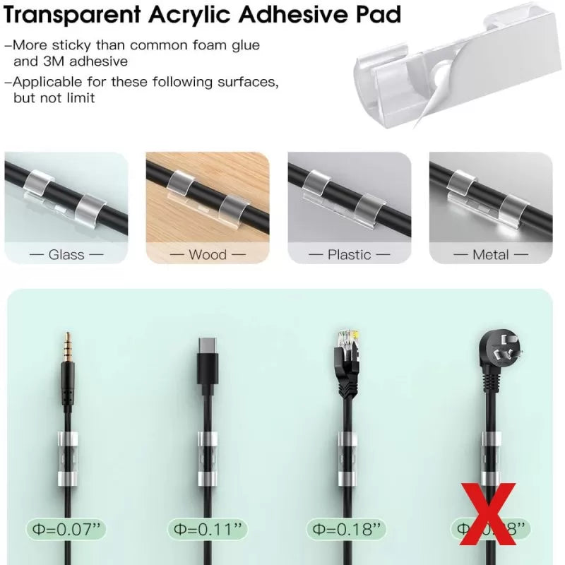 40 Pcs Smart Wire Clips Cable Organizer Desktop Wire Clip Holder Data Telephone Line Cable Self Adhesive Wire Holder Transparent - Oshi.pk - Buy & Sell Online
