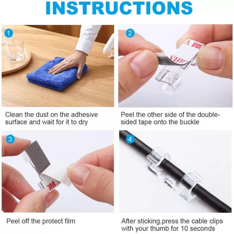 40 Pcs Smart Wire Clips Cable Organizer Desktop Wire Clip Holder Data Telephone Line Cable Self Adhesive Wire Holder Transparent - Oshi.pk - Buy & Sell Online