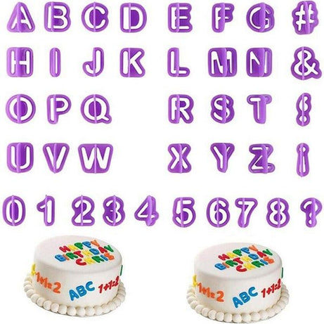 40Pcs Set Alphabet Letter Number Fondant Biscuit Cookie Baking Mould