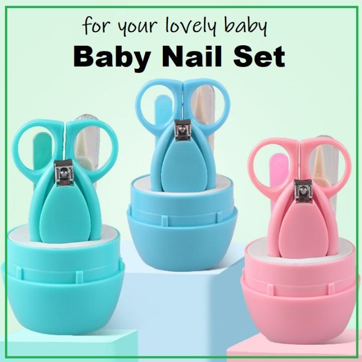 4Pcs Baby Manicure Set Safety Care Nail Trimmer Clipper Scissor Cutter Tool Baby Infant Nail Kit Clipper Trimmer Scissor File Nasal Tweezer Grooming - Oshi.pk - Buy & Sell Online