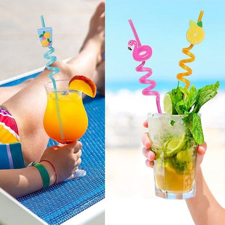 4pcs Fruit Straws Cosyliving Reusable Plastic Drinking Straws