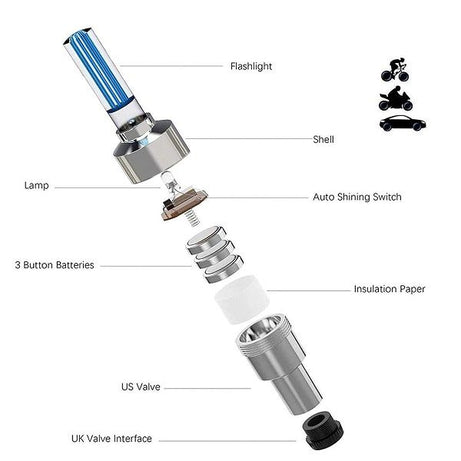 4pcs LED Bike Wheel Lights Valve Stems Caps Car & Bicycle Motorcycle - Oshi.pk - Buy & Sell Online