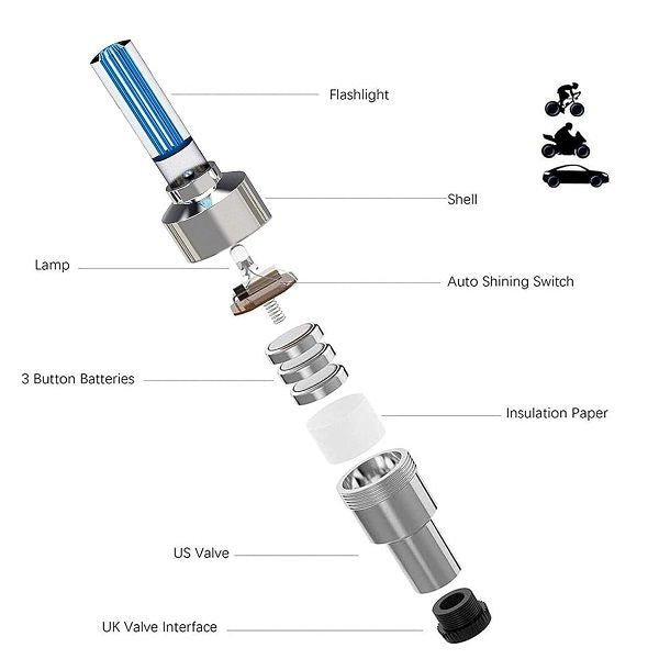 4pcs LED Bike Wheel Lights Valve Stems Caps Car & Bicycle Motorcycle - Oshi.pk - Buy & Sell Online