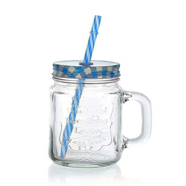 4pcs Mason Glass Jar with Reusable Straw Fruit Juices 450 ml - Oshi.pk - Buy & Sell Online