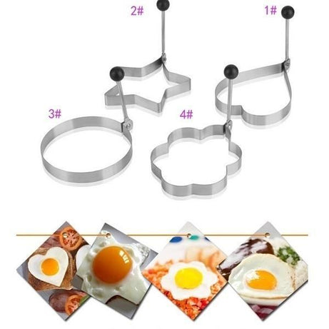 4PCS Stainless Steel Fried Egg Mold Star Heart Round Plum Flower Ring Pancake Mould