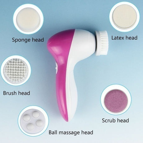 5 in 1 Electric Facial Cleanser Wash Face Cleaning Machine Skin Pore Cleaner Body Cleansing Massage Mini Beauty Massager Brush massager Scrub Beauty - Oshi.pk - Buy & Sell Online