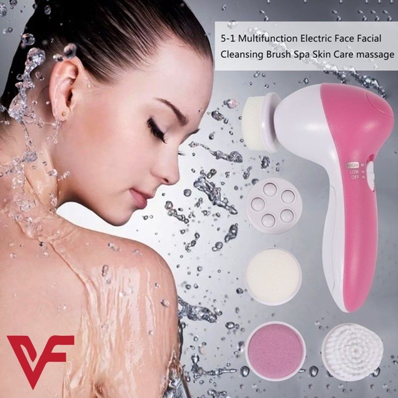 5 in 1 Electric Facial Cleanser Wash Face Cleaning Machine Skin Pore Cleaner Body Cleansing Massage Mini Beauty Massager Brush massager Scrub Beauty - Oshi.pk - Buy & Sell Online