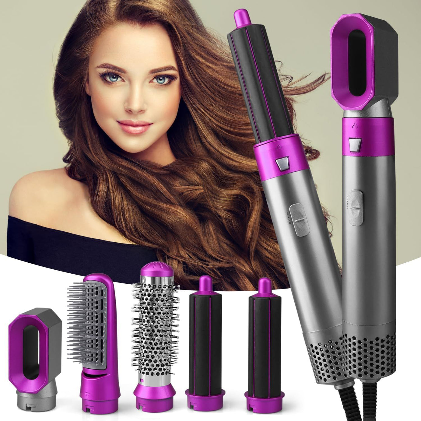 5 in 1 Hair Styler, Blow Dryer Brush, Hair Dryer Brush Negative Ionic Electric, Hair Wrap Hair Styler Detachable Brush Heads Comb for Straightening - Oshi.pk - Buy & Sell Online