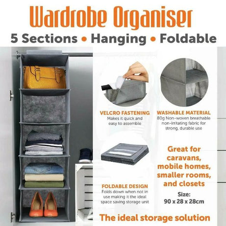 5-Layer Foldable Retractable Wardrobe Closet Clothes Hanging Organizer - Oshi.pk - Buy & Sell Online