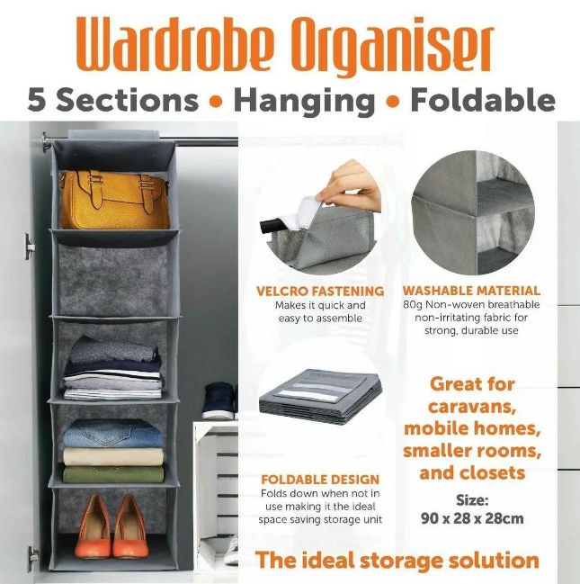 5-Layer Foldable Retractable Wardrobe Closet Clothes Hanging Organizer - Oshi.pk - Buy & Sell Online