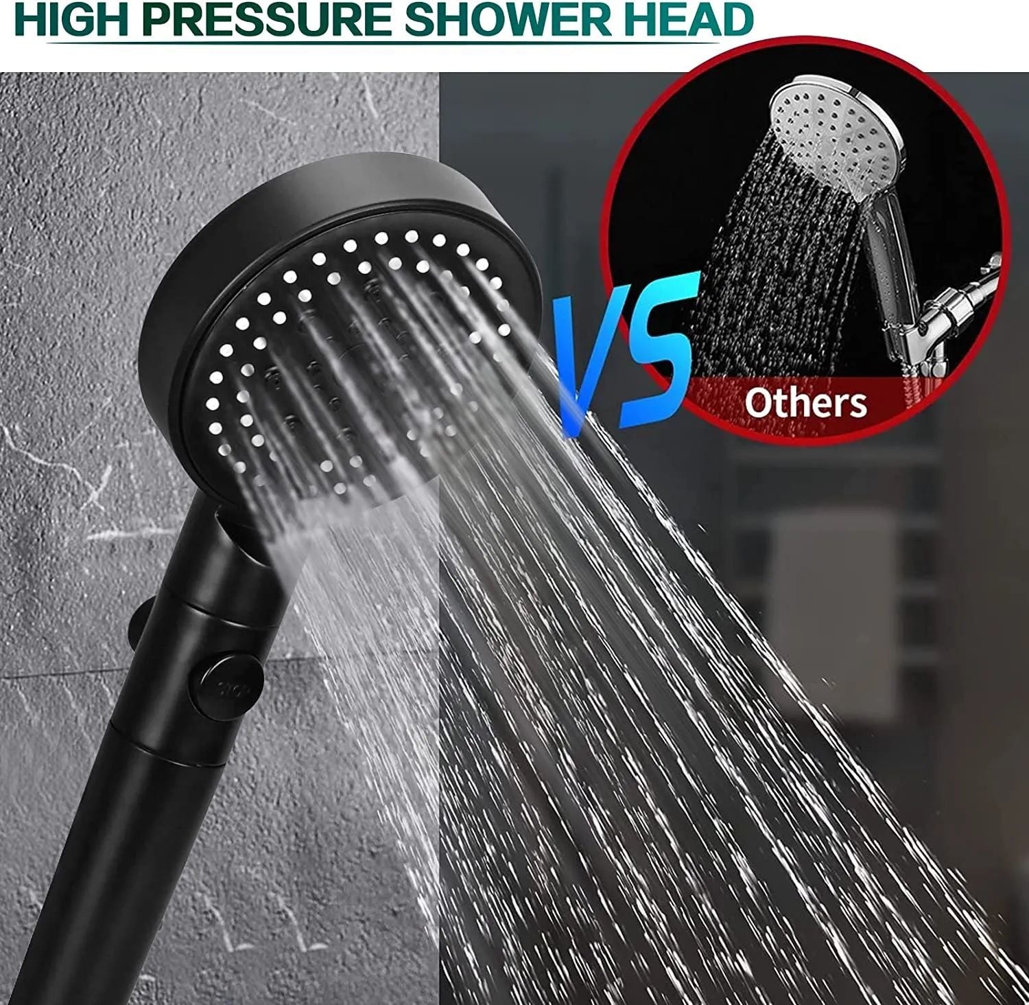 5 Modes Adjustable Shower Head High Pressure Water Saving Shower One-Key Stop Water Massage Shower Head For Bathroom Accessories - Oshi.pk - Buy & Sell Online
