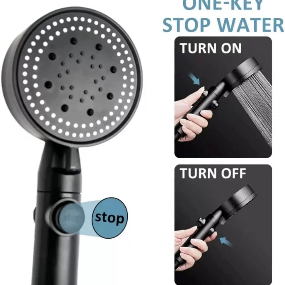 5 Modes Adjustable Shower Head High Pressure Water Saving Shower One-Key Stop Water Massage Shower Head For Bathroom Accessories - Oshi.pk - Buy & Sell Online