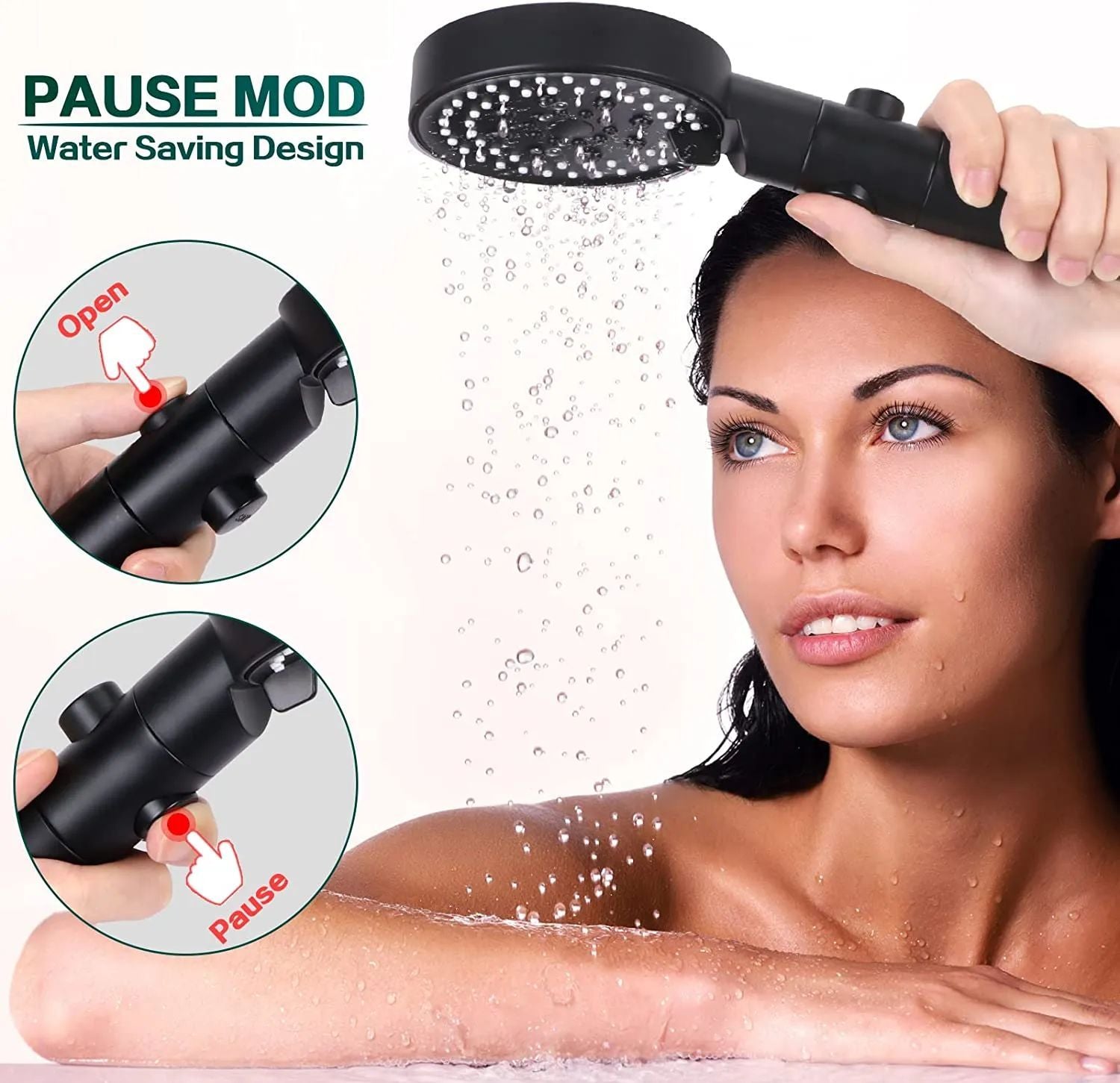5 Modes Adjustable Shower Head High Pressure Water Saving Shower One-Key Stop Water Massage Shower Head For Bathroom Accessories - Oshi.pk - Buy & Sell Online