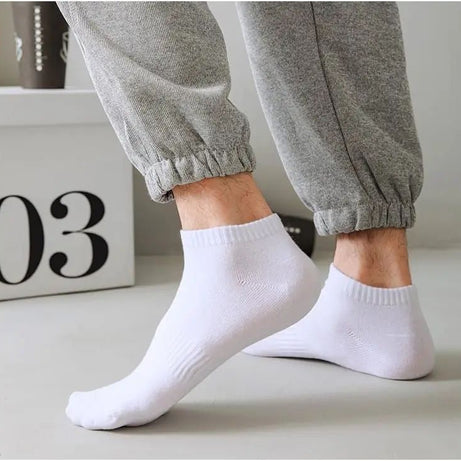 5 Pairs/Lot White Socks Breathable Sweat-Absorbing Sports Men Fashionable Comfortable High-Quality Business Socks - Oshi.pk - Buy & Sell Online