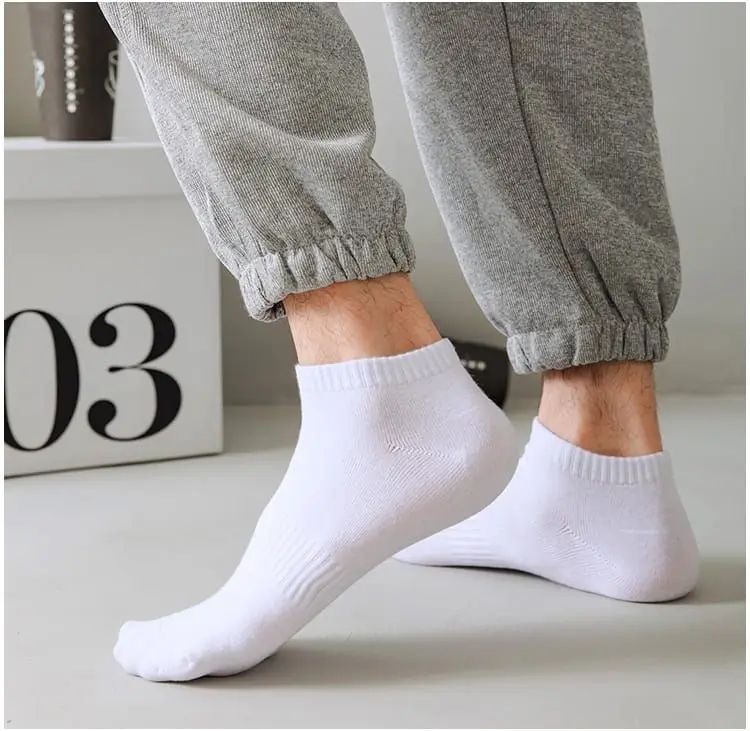 5 Pairs/Lot White Socks Breathable Sweat-Absorbing Sports Men Fashionable Comfortable High-Quality Business Socks - Oshi.pk - Buy & Sell Online