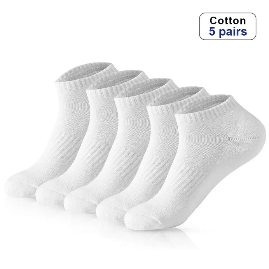 5 Pairs/Lot White Socks Breathable Sweat-Absorbing Sports Men Fashionable Comfortable High-Quality Business Socks - Oshi.pk - Buy & Sell Online