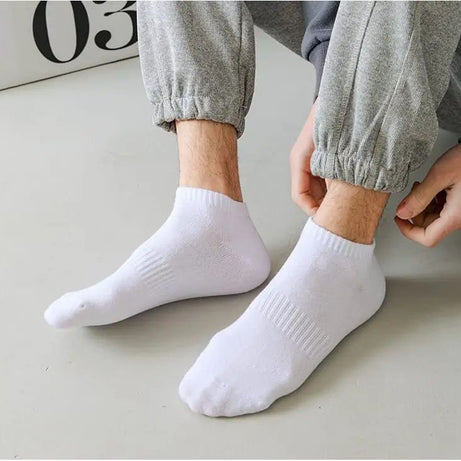 5 Pairs/Lot White Socks Breathable Sweat-Absorbing Sports Men Fashionable Comfortable High-Quality Business Socks - Oshi.pk - Buy & Sell Online