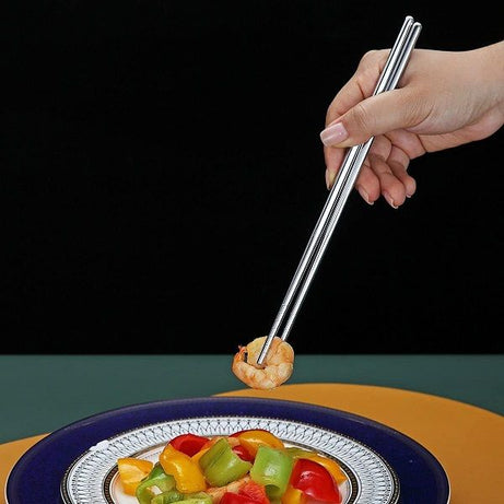 5 Pairs Reusable Chopsticks Stainless Steel Metal